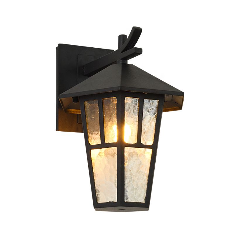 Birdcage Patio Wall Lamp Sconce Retro Clear Water Glass Single Light Bronze/Black Wall Light Fixture