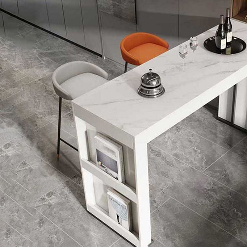 Stone Bar Dining Table Modern Bar Table with Double Pedestal for Dining Room