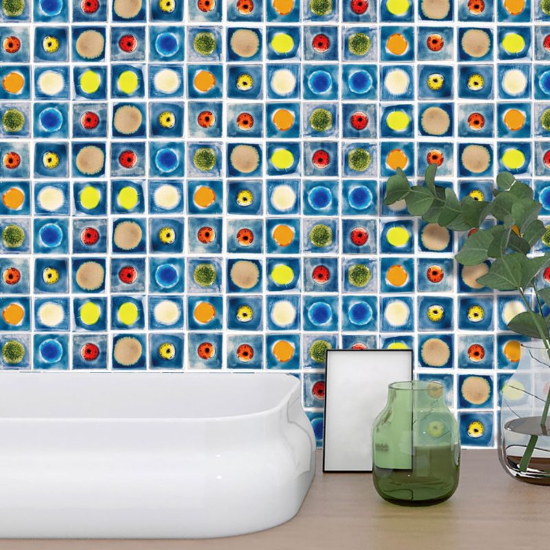 Circle Pattern Adhesive Wallpaper Panels Contemporary Vinyl Wall Art for Kitchen