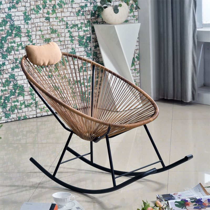 Contemporary Lazy Single Rocking Chair Rattan Rocking Chair for Break