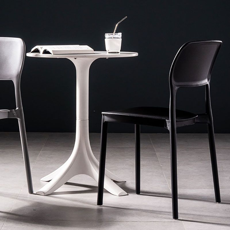 Silla de cocina de estilo contemporáneo, silla lateral de comedor con respaldo abierto sin brazos de plástico