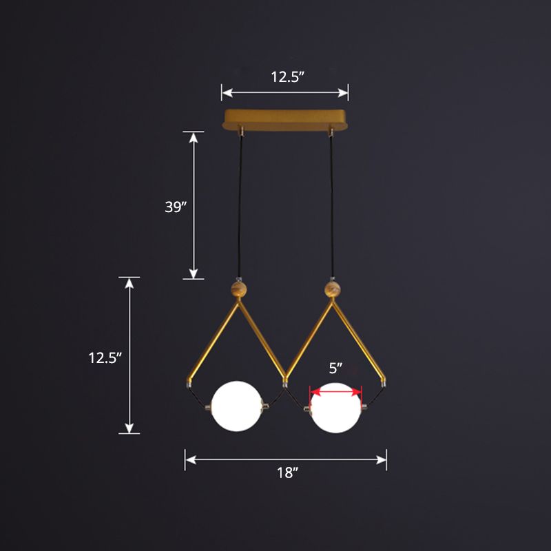 Ball Restaurant Suspension Light Ivory Glass Minimalist Creative Island Lighting Fixture