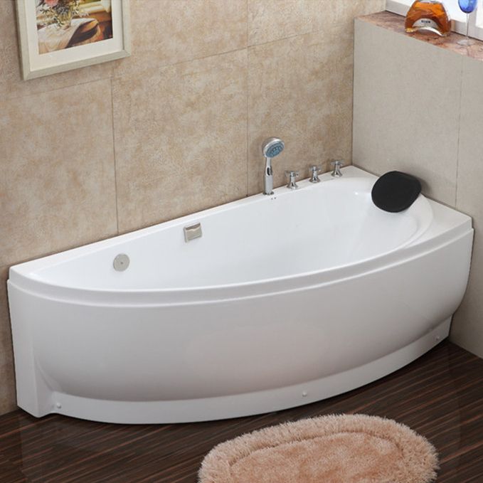 Acrylic Corner Bathtub Soaking White Modern Back to Wall Bath