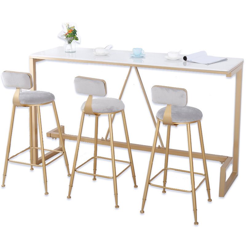 Glam Bar Height Table Faux Marble Top Bistro Bar Table with Gold Base