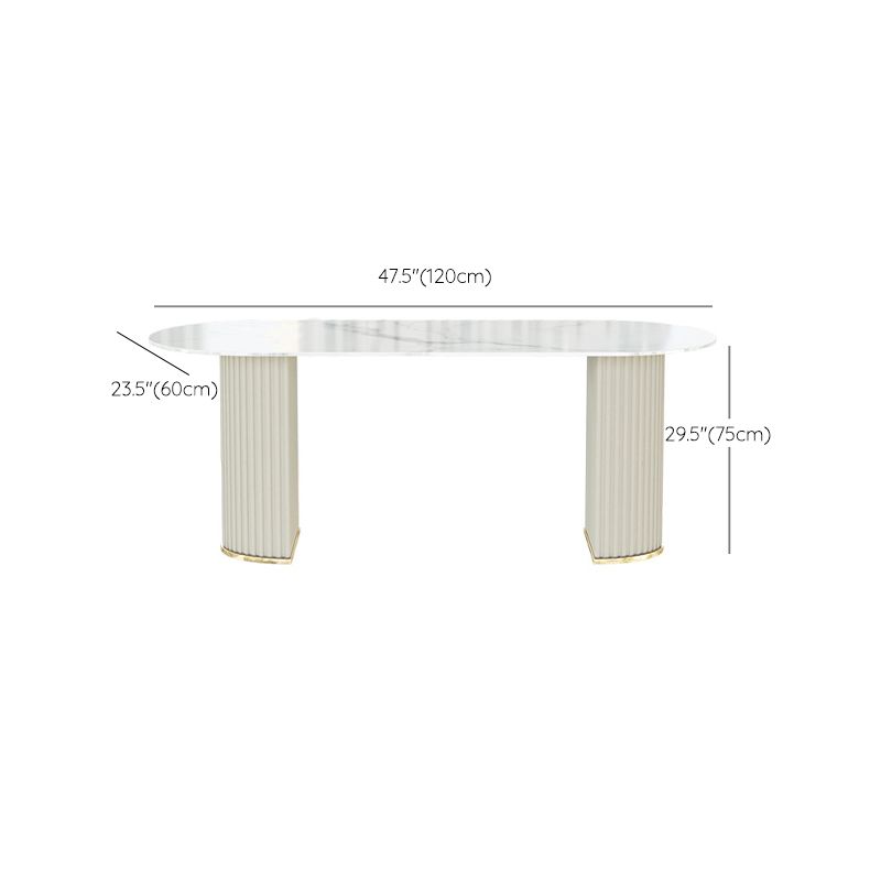 Modern Double Pedestal Dining Table Stone Table for Dining Room Kitchen