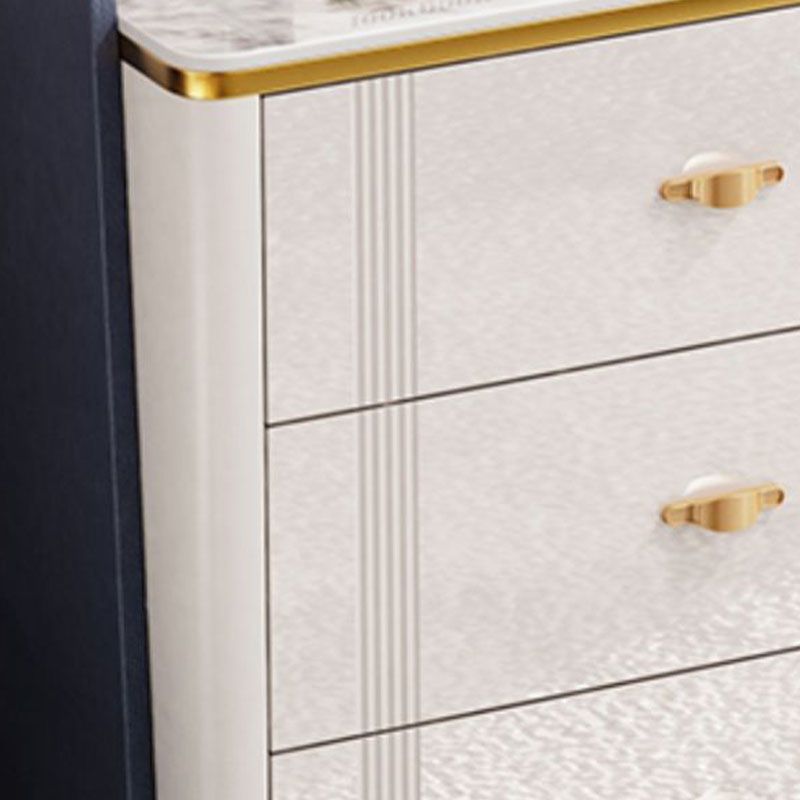 Glam Stone Storage Chest Bedroom Chest in White with Metal Legs