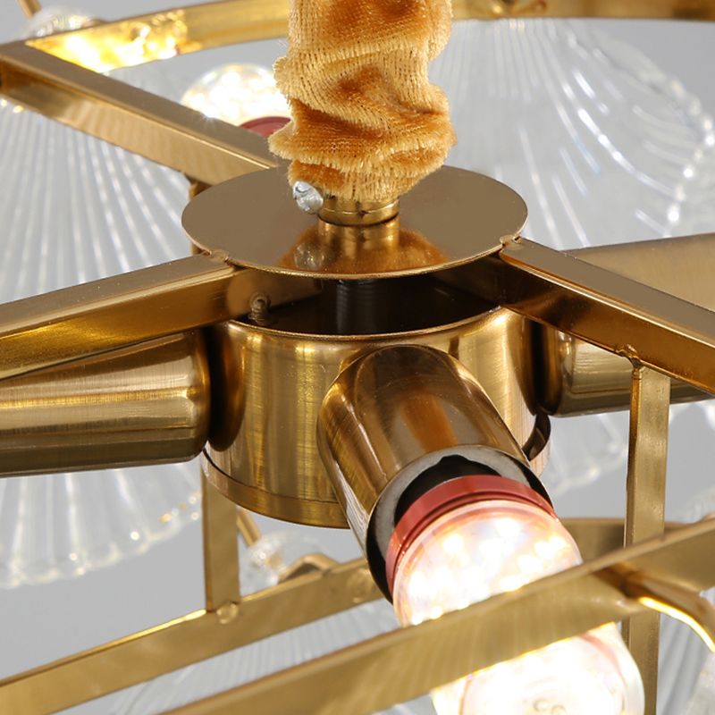 Modern Style Geometry Shape Island Lights Glass 8-Light Island Lighting in Gold