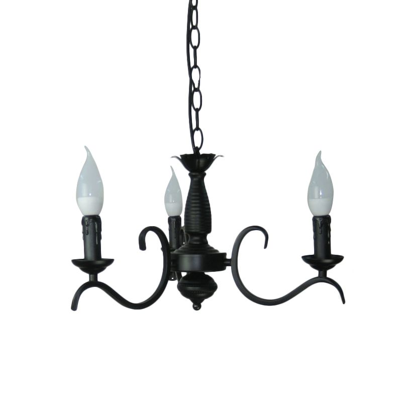 3/5 Köpfe Flameless Kerze Kronleuchter Beleuchtung Vintage -Stil schwarze Metallic Hanging Lamp für Wohnzimmer