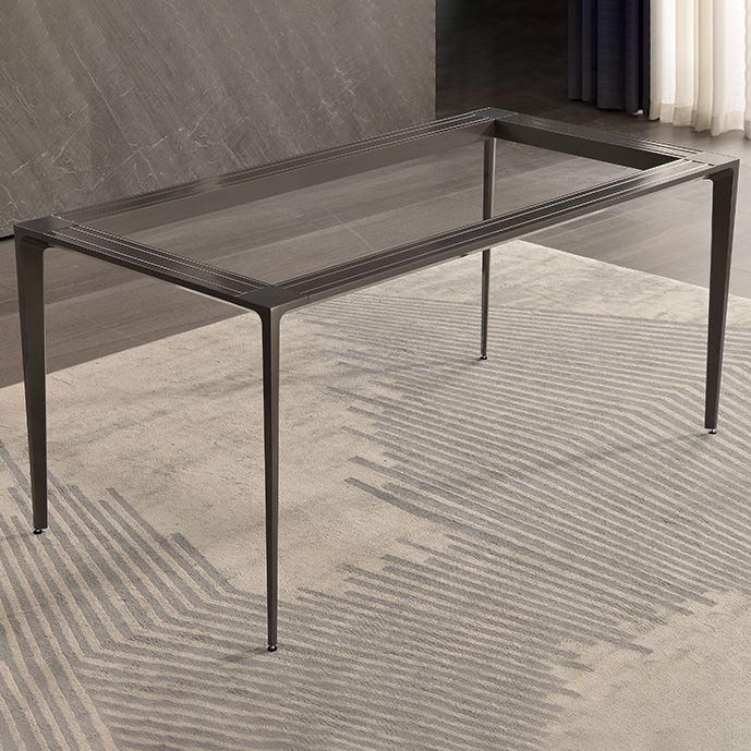 Contemporary Sintered Stone Dining Table 4 Legs Rectangular Table in White