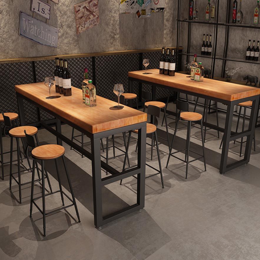 Modern 1/4/6/7 Pieces Bar Table Set Rectangle Wood Counter Table with High Stools for Cafe