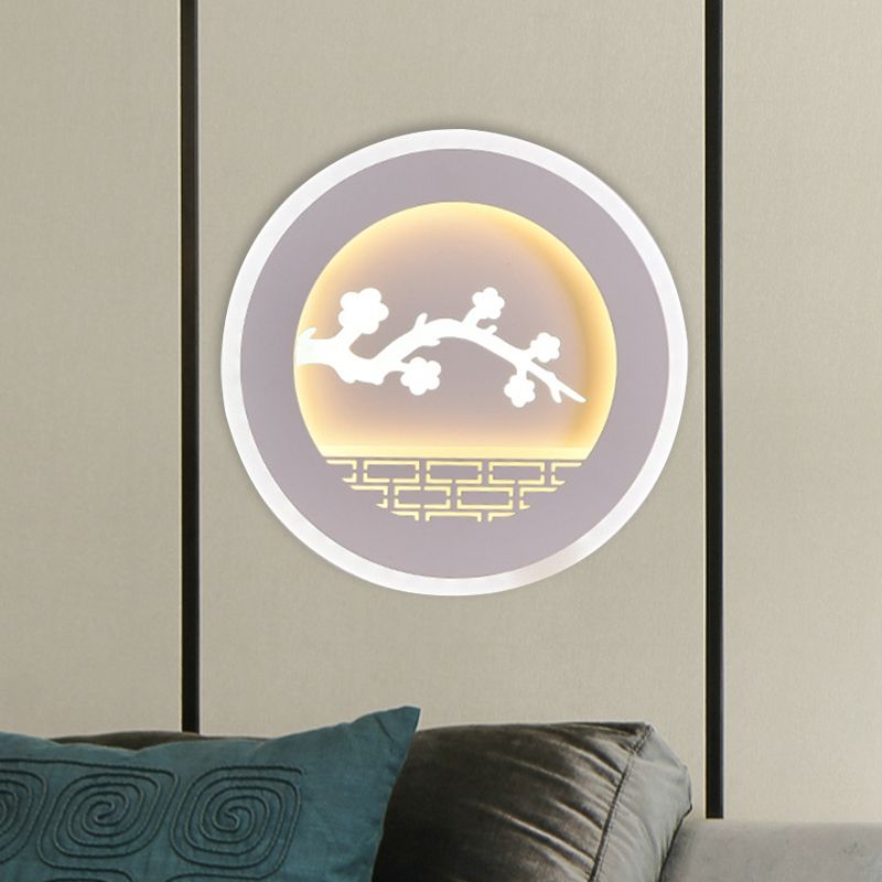 Simplicité Cercle Conce Light avec voilier / arbre Salle d'étude en acrylique LED LEMPUR MUR ALIMENTATION EN BLANC
