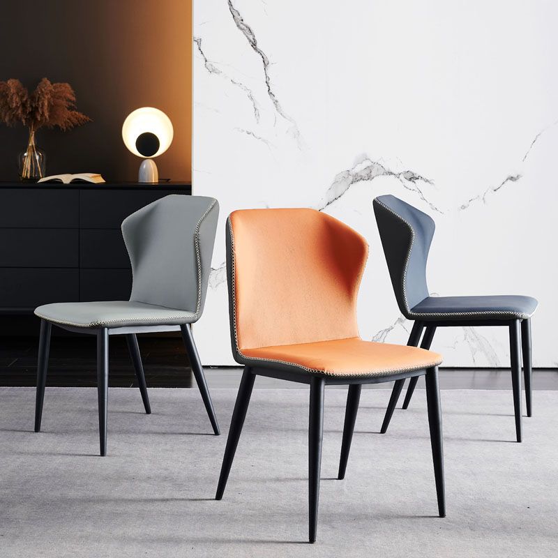 Minimalist Style Wingback Parsons Chair Leather Dining Chairs for Kitchen