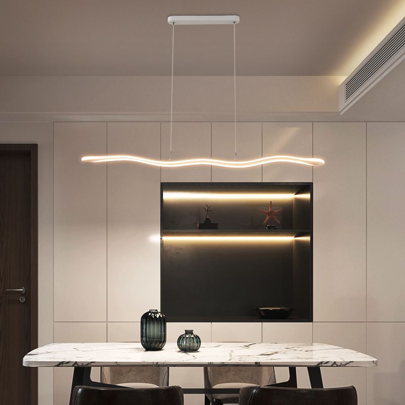 Curved Island Ceiling Light Minimalist Style LED Metal Pendant Lighting Fixture for Dinning Room