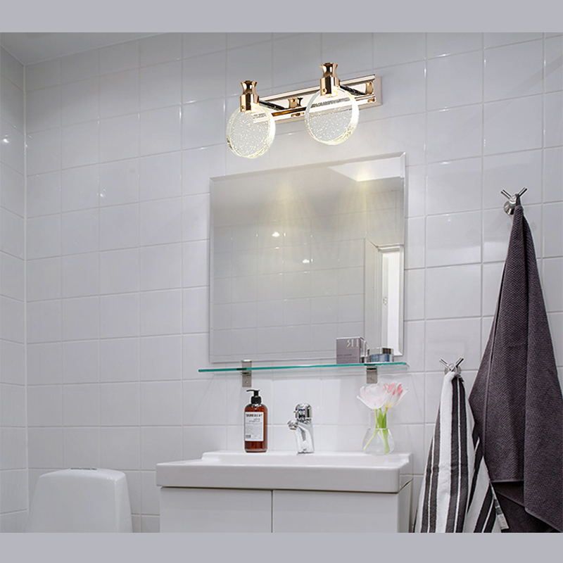 K9 Crystal Round Wall Lamp Simplicity LED Gold Vanity Lighting Fixture for Bathroom