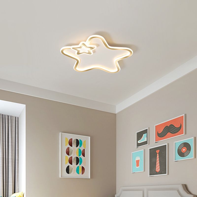 Cartoon Star Shaped Flush Ceiling Light Fixture Acrylic Kids Bedroom LED Flushmount Light