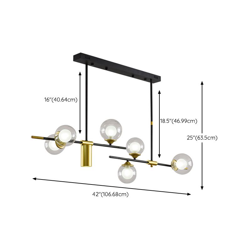 7-Light Modern Kitchen Island Lighting Metal Ceiling Light for Dining Room