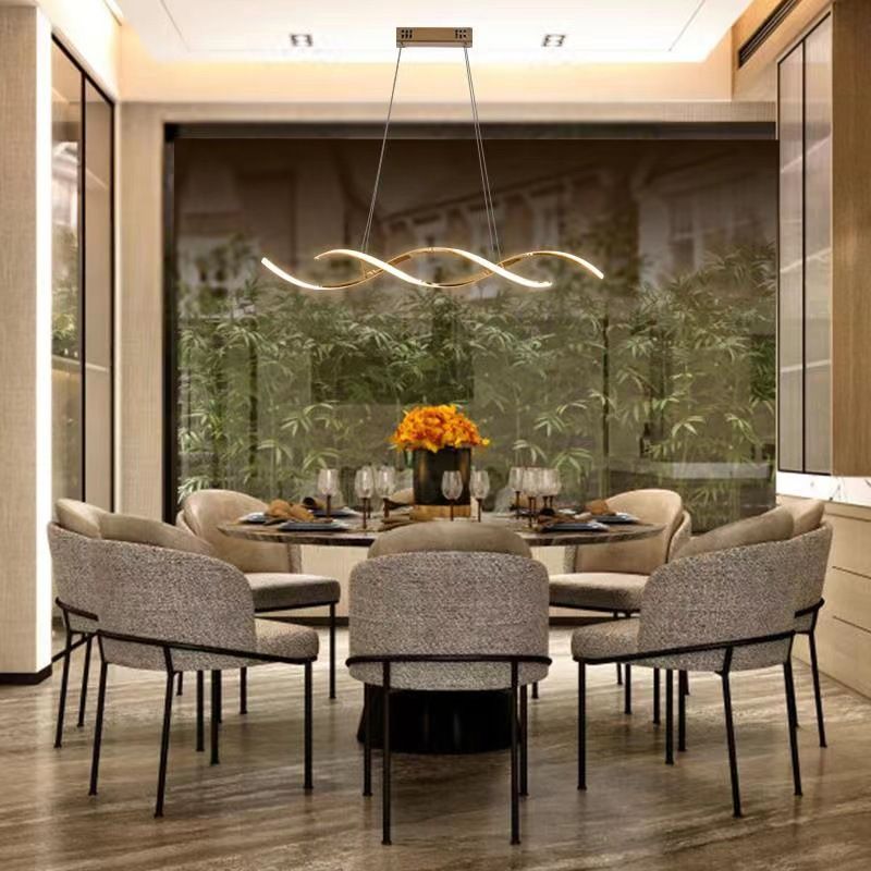 Ligera de forma lineal Luz moderna 2 luz LED colgante para sala de estar