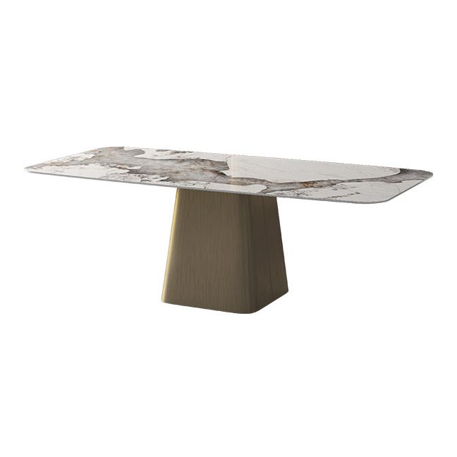 Metal Traditional Luxury Rectangle Table Sintered Stone Table,55"L x 31"W x 29"H