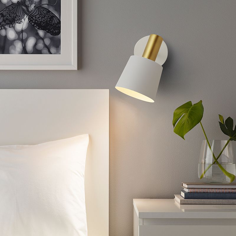 Metalltrommelleuchte Leuchte modernistische 1-Licht-Wandlampe in Weiß/Grün für Schlafzimmer