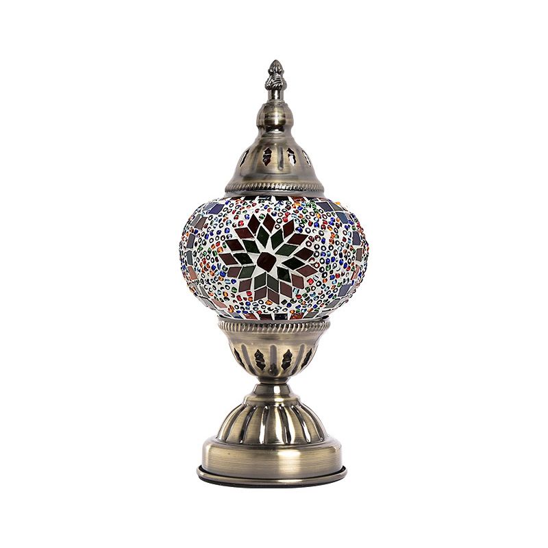 Lampada da tavolo con paralume in vetro stile asiatico, lampada da tavolo a mosaico turco
