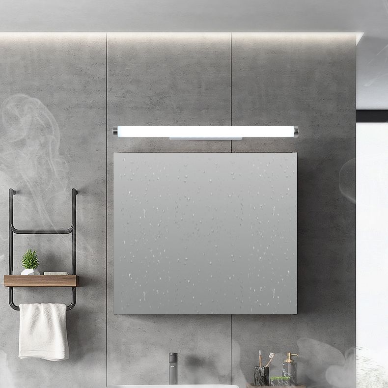 Metal Linear Shape Mirror Wall Light Modern 1-Light Mirror Wall Light Sconces in Silver