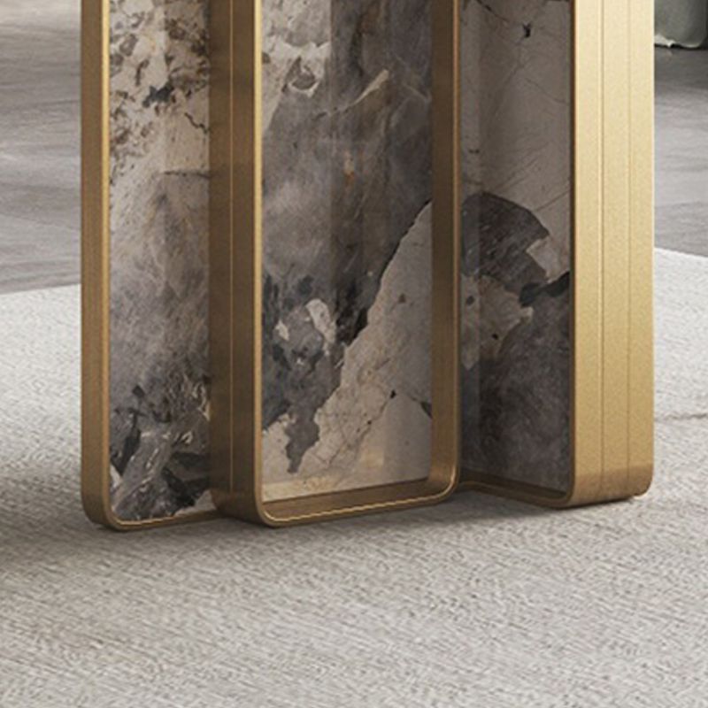 Modern Rectangle Double Pedestal Table Stainless Steel Base Dining Table