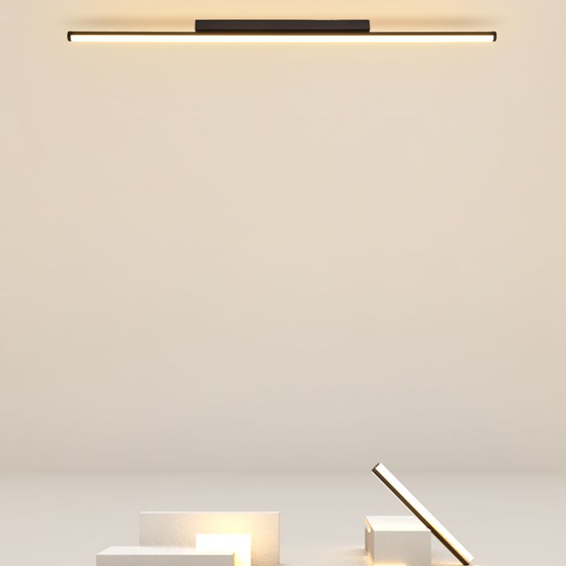 Acrylic Black LED Ceiling Light in Modern Minimalist Style Aluminium Linear Flush Mount