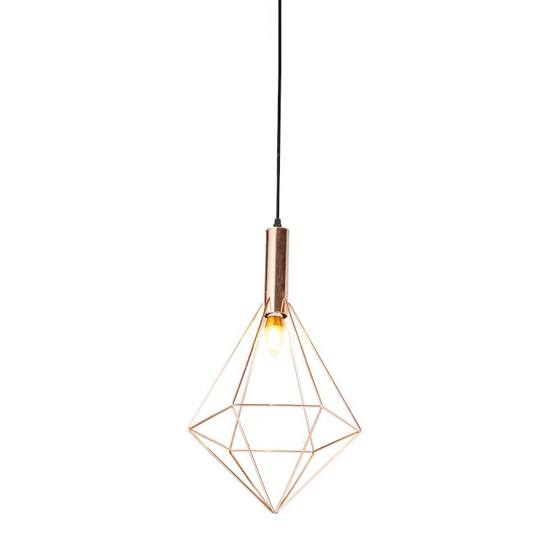 Rose Gold Geometric Hanging Lighting Contemporary 1 Bulb Metal Pendant Light Kit