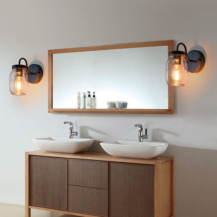 Industrial Gooseneck Stem Sconce Light Single Light Canning Jar Wall Lamp for Corridor