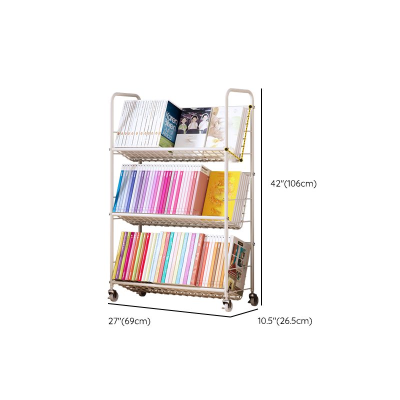 Standard Open Back Bookshelf Metal Metal White Contemporary Bookcase