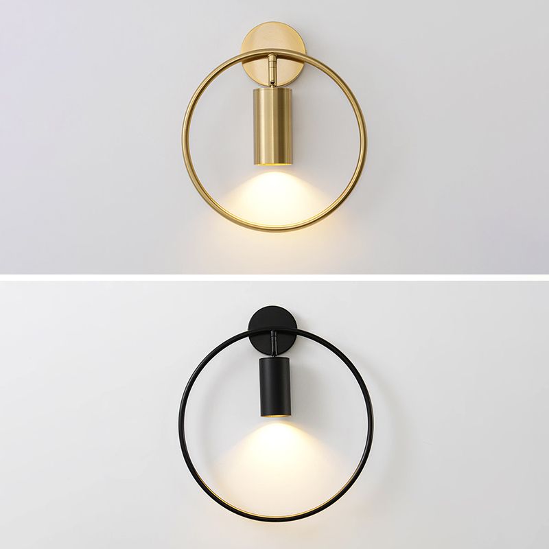Nordic Metal Wall Light Circle 11" Wide LED Reading Wall Sconce for Living Room