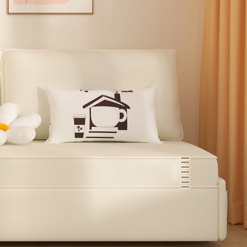 Faux Leather Futon Sofa Bed Glam Storage Sleeper Sofa in White