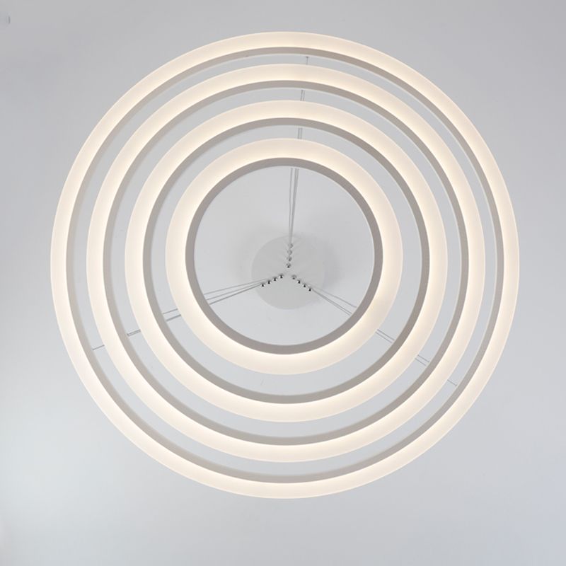 Modern Layered Chandelier Metal White Circle LED Chandelier Pendant for Living Room