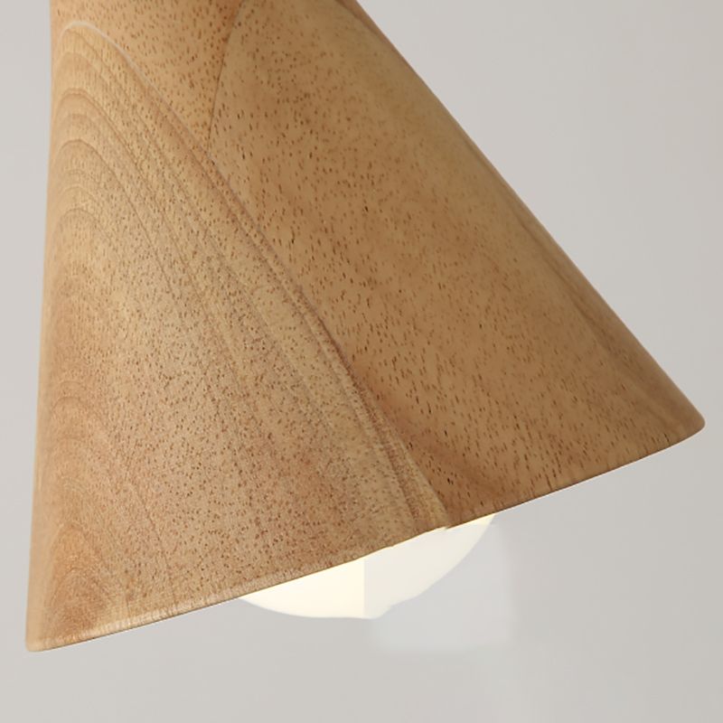 Nordic Cone Shade Pendant Light Fixture Solid Wood Dining Room Hanging Lamp
