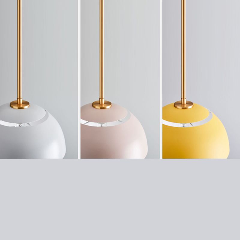 Macaron Domed Pendant Lamp Metal 1 Bulb Dining Room Suspension Light with Vent Design