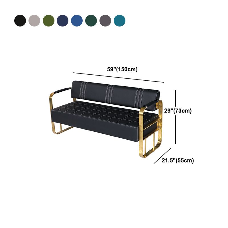 Faux Leather Sofa 21.65" D x 28.74" H Square Arm Sofa for Living Room