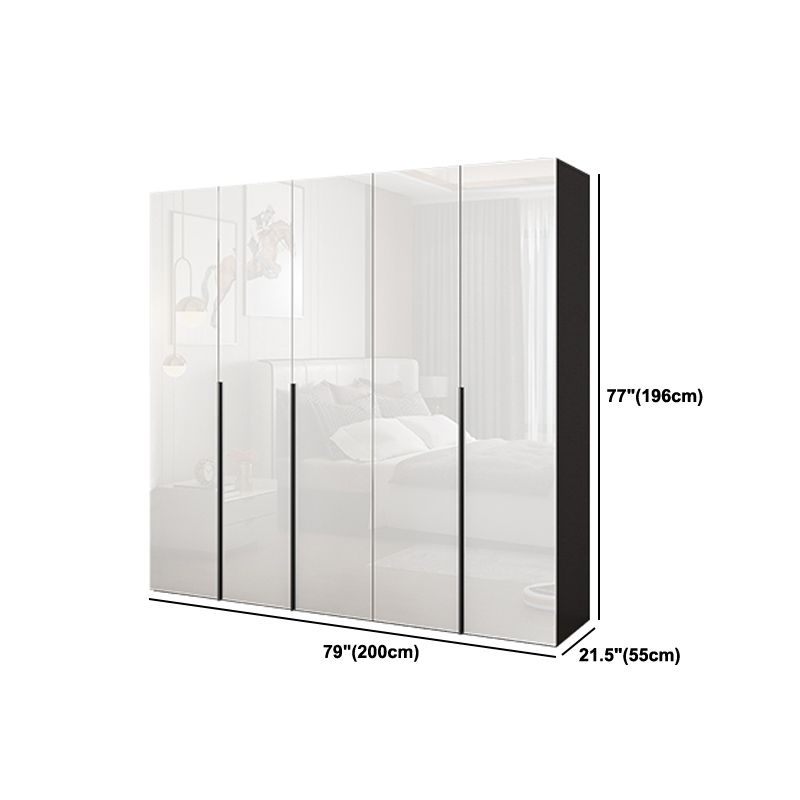 Mirrored Finish Wardrobe Cabinet Engineered Wood Wardrobe with Drawer