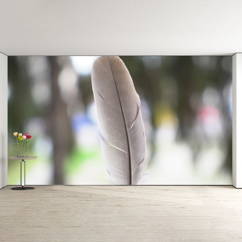 Bird Feather Mural Wallpaper Modern Mildew Resistant Wall Decor