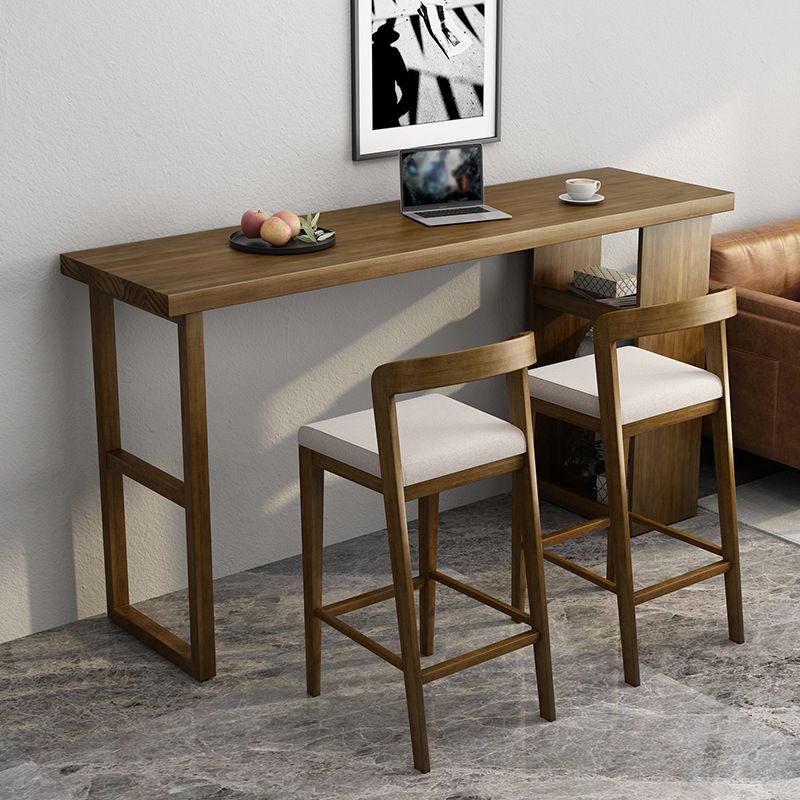Rectangle Wood Bar Dining Table Contemporary Bar Table with Sled Base