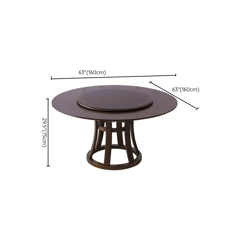 Solid Wood Pedestal Table Convertible Dining Table for Kitchen