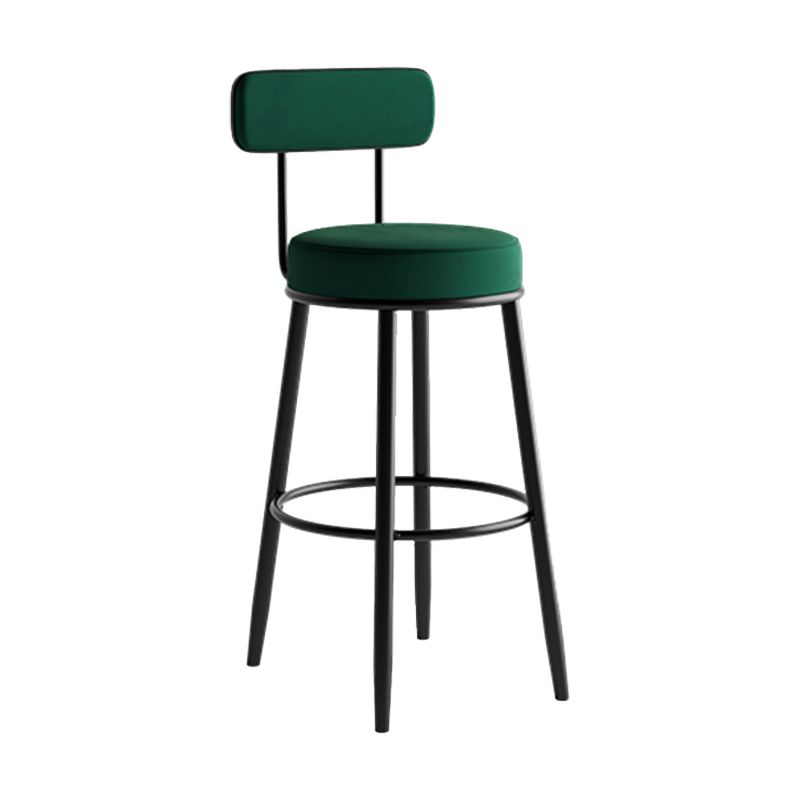 Industrial Backrest Counter Stool Iron Cafe Bar Stool with Pedal and Velvet Cushion