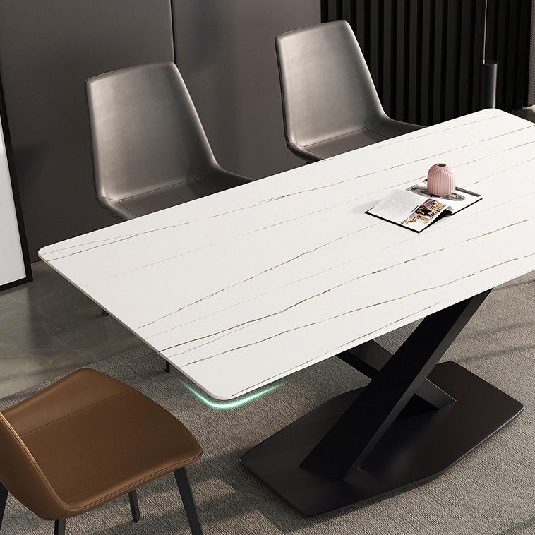 Sintered Stone Dining Room Set Contemporary with Rectangular Dining Table and Chairs