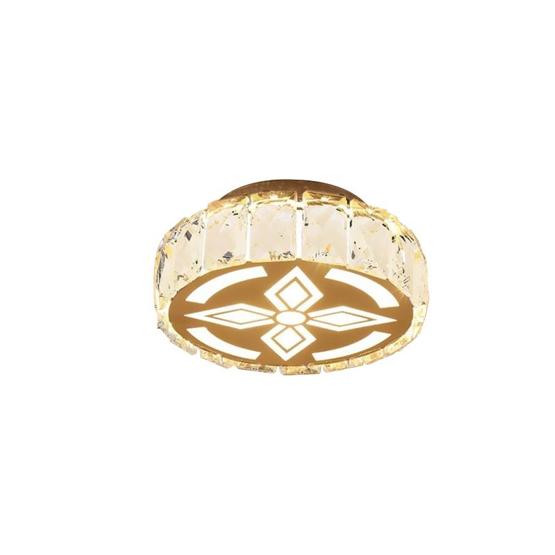 Prismatic Crystal Chrome Ceiling Flush Flower Patterned Circle Modernist LED Flush Mount Light Fixture