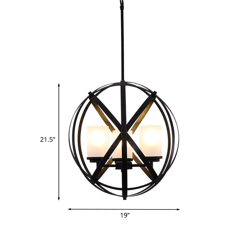 Zwart x-brace kroonluchter lamp magazijn ijzer 3 bollen