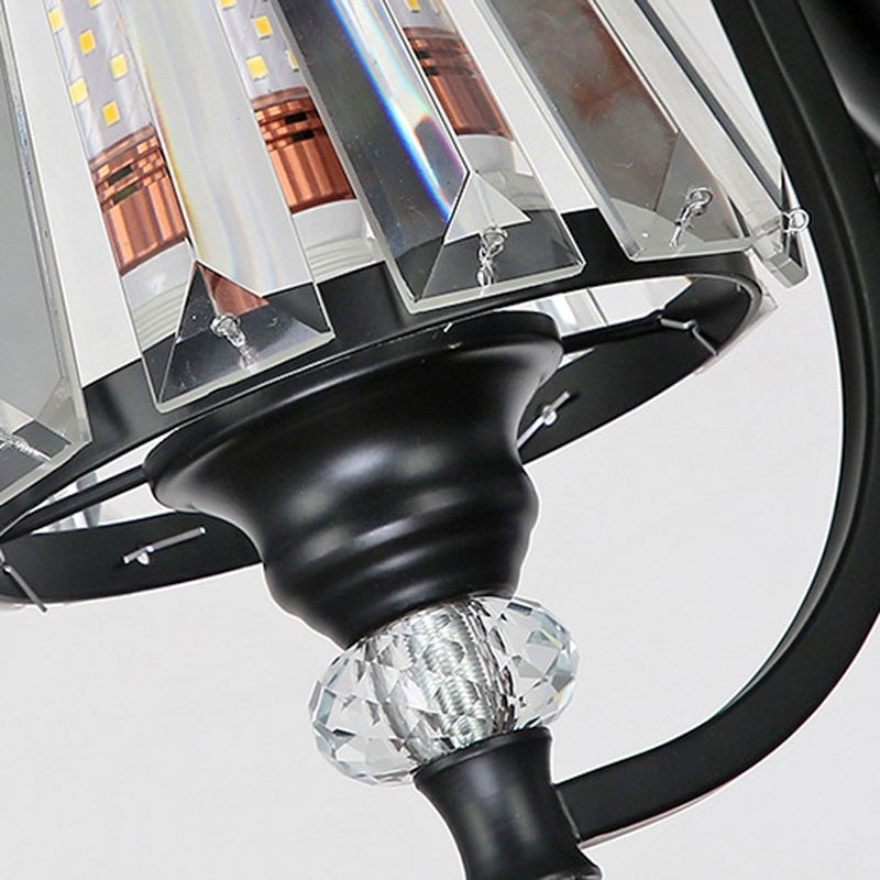 Modern Wall Sconce Black Wall Light Fixture with Crystal for Bedroom