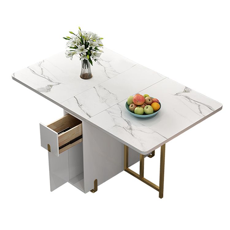 51.2''l Mesa de comedor de piedra sinterizada contemporánea Plegable mesa de comedor blanco para la cocina