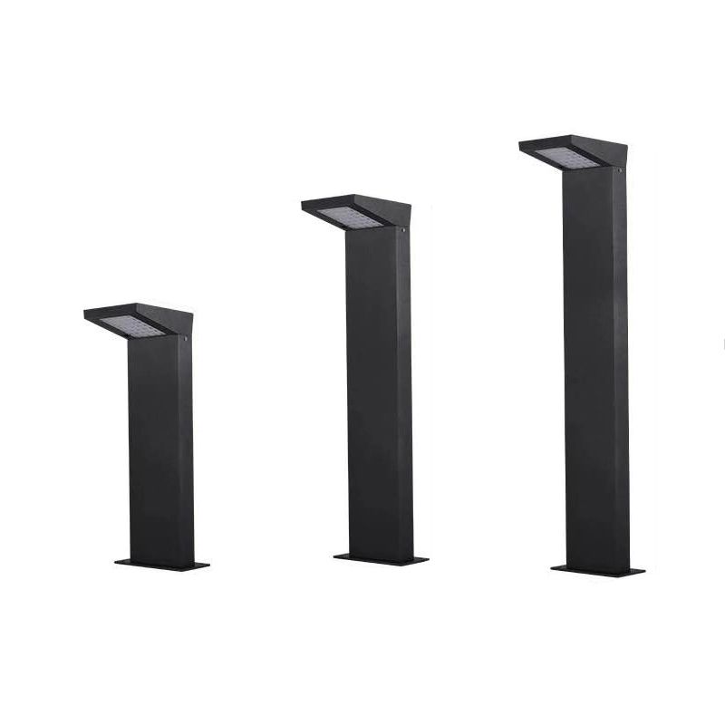 L-Shaped Metallic LED Ground Lighting Artistic Black Solar Stake Light for Pathway