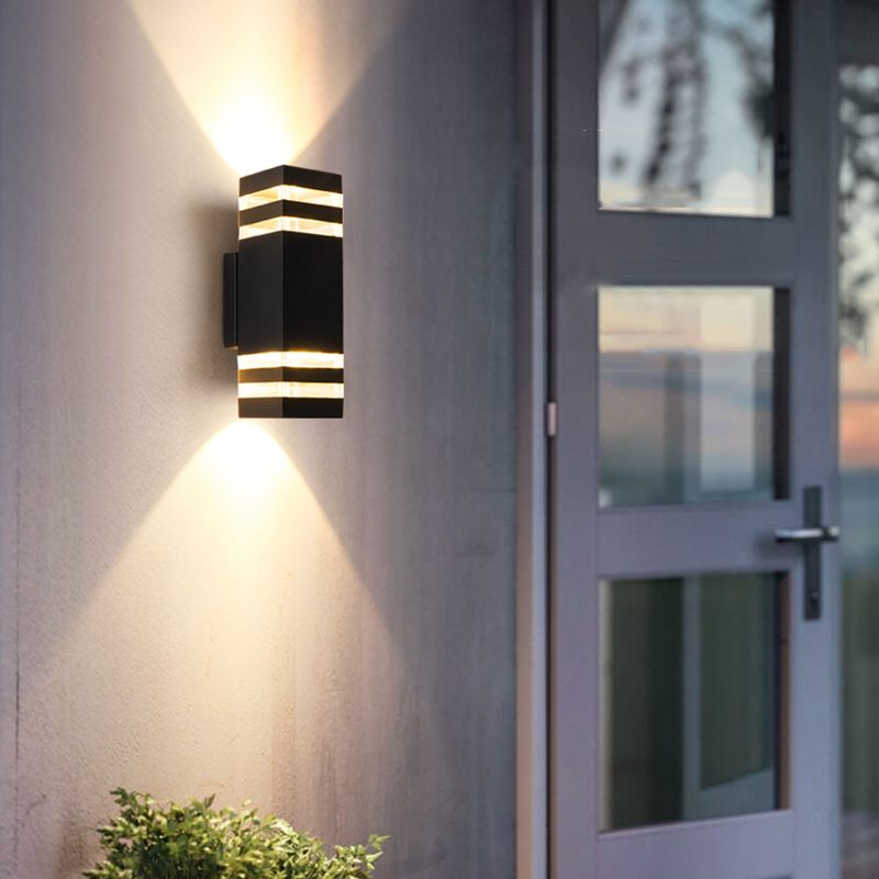 Aluminum Minimalism Wall Light Sconces Outdoor Black 1-Light Wall Mounted Light