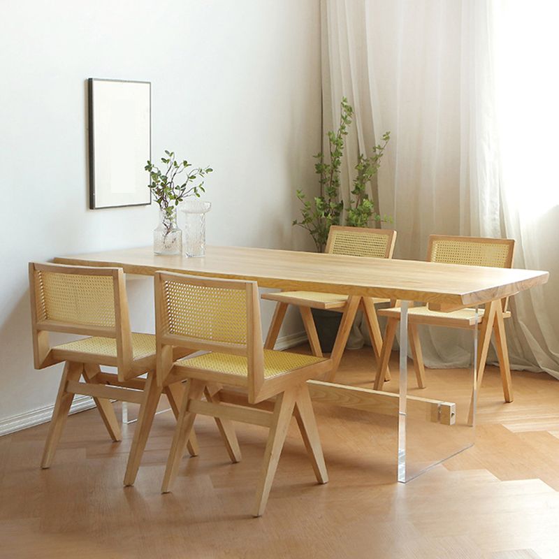 Rectangle Dining Table Contemporary Style Solid Wood Natural Dinner Table