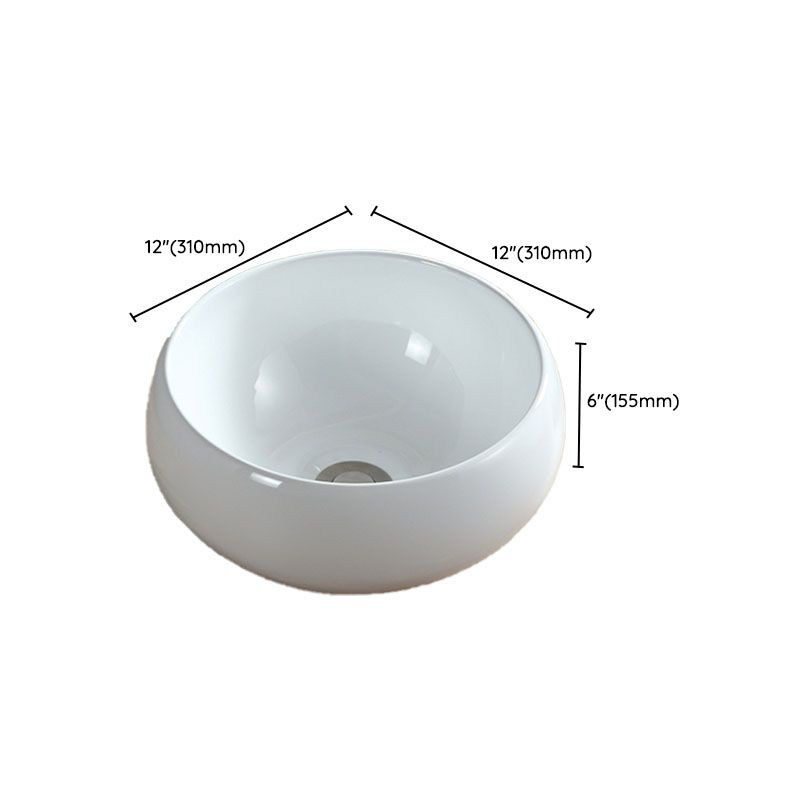 White Bathroom Sink Vessel Porcelain Bathroom Sink (Not Including Faucet)